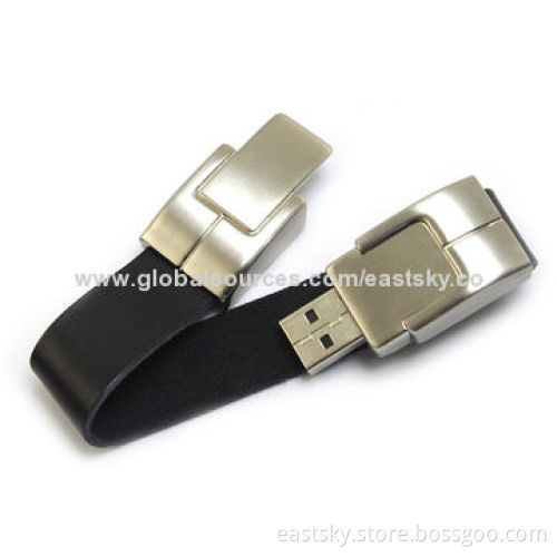 Leather Wristband USB Flash Drive, No Driver Needed, Over Ten Years of Data Retention